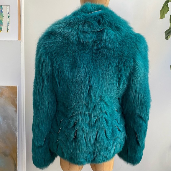 90s VTG ROBERTO CAVALLI Dyed Arctic Fox Fur w/Leather Zipper Detail RUNWAY - Picture 6 of 13